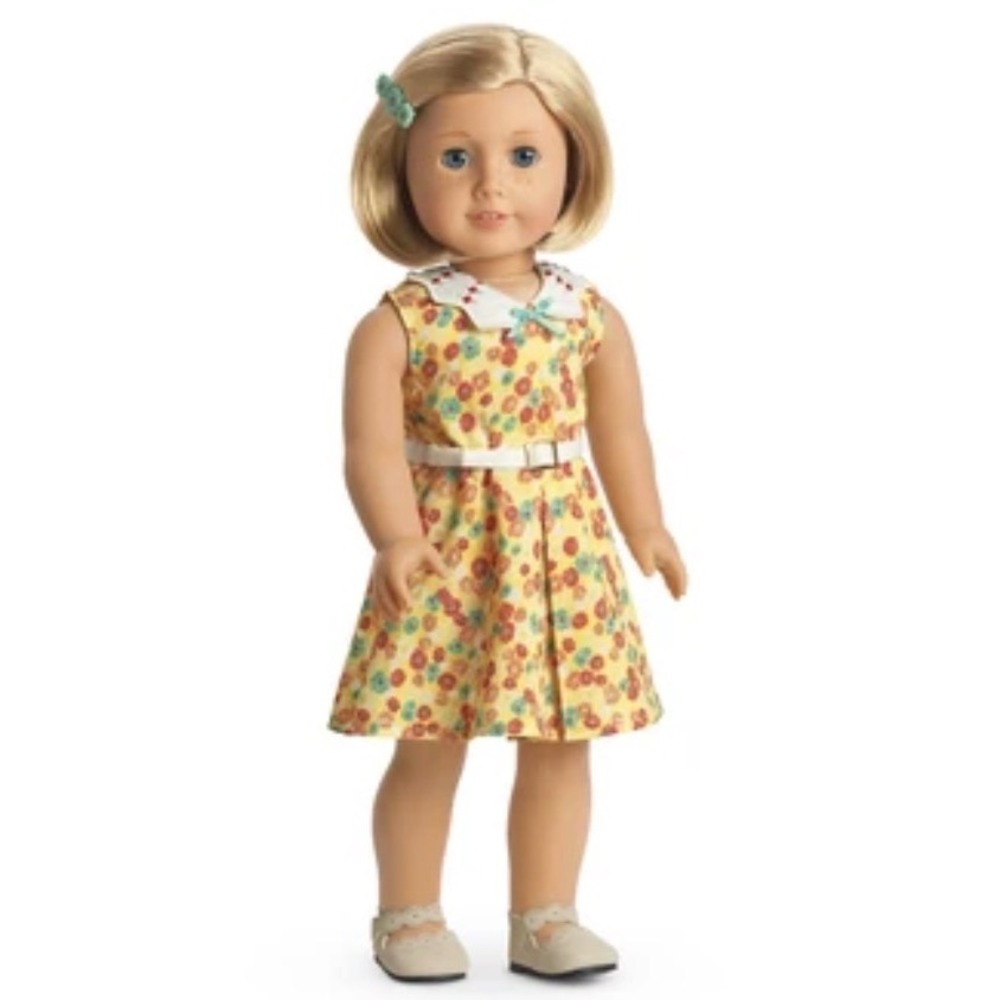 American Girl Kit Kittredge Floral-Print Dress Outfit Belted EUC Adult-owned